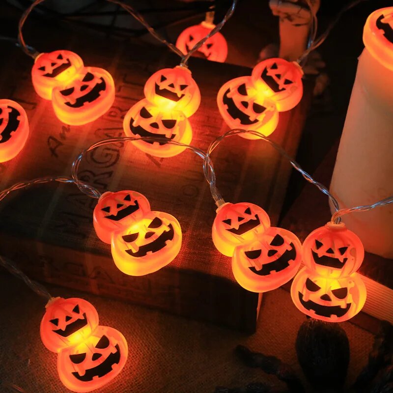 Halloween Led String Lights Orange - ハロウィン 10/20LED ストリングライト電池式カボチャ装飾ランプホームバーパーティーホラー照明