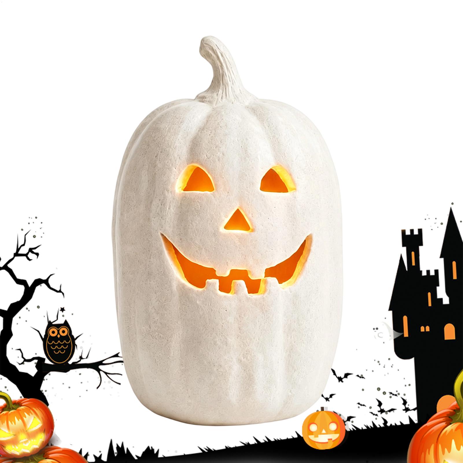 Pumpkin Lantern Halloween - 不気味なカボチャランタン カボチャの手作り樹脂ランタン センターピース ハロウィンの家の装飾 室内卓上センターピース用