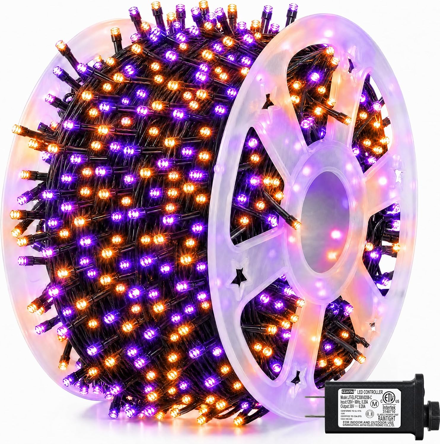 Halloween Led String Lights Orange - ダズルブライト 164フィート 500LED ハロウィンストリングライト、防水ハロウィンストリングライト（黒線、8つのモード付き）、屋内パーティー、庭、結婚式の装飾に最適な屋外ハロウィンデコレーション、パープル＆オレンジ
