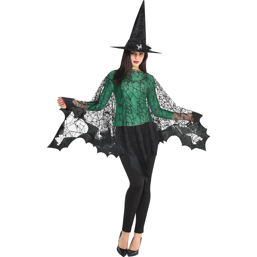 Spider Web Halloween Decoration - ハロウィーンのクモの巣のコウモリのマント、ヨーロッパとアメリカの黒いお祭りのマント、子供用ショール、ニット服、ポリエステル