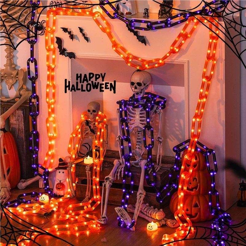 Halloween Led String Lights Orange - 78.74インチ ハロウィン屋外ソーラーチェーンライト 防水LEDストリングライト オレンジパープル 屋外庭園ホリデーデコレーション