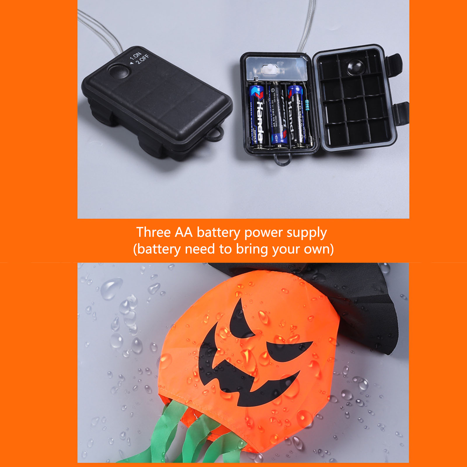 ハロウィーンの装飾用ライト。白い幽霊の飾り付き、オレンジ色の - Halloween Led String Lights Orange のレビューと価格