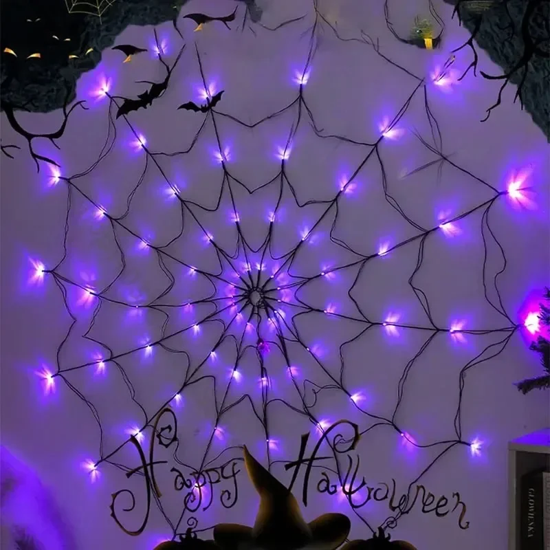 ハロウィン蜘蛛の巣ストリングライト 70LED 防水ネットラ - Spider Web Halloween Decoration のレビューと価格