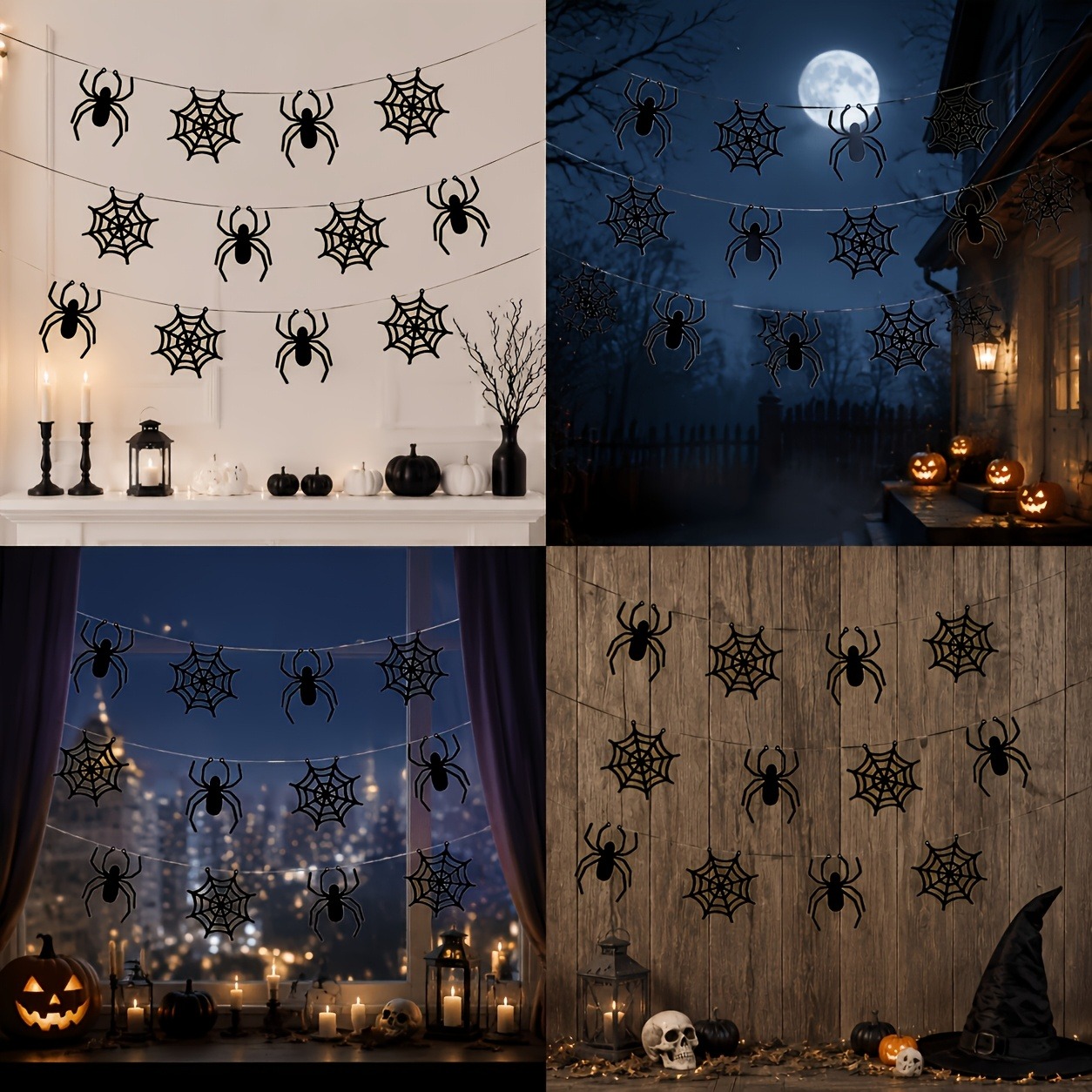 ハロウィンの蜘蛛の巣バナーガーランド2セット、ハロウィンパー - Spider Web Halloween Decoration のレビューと価格
