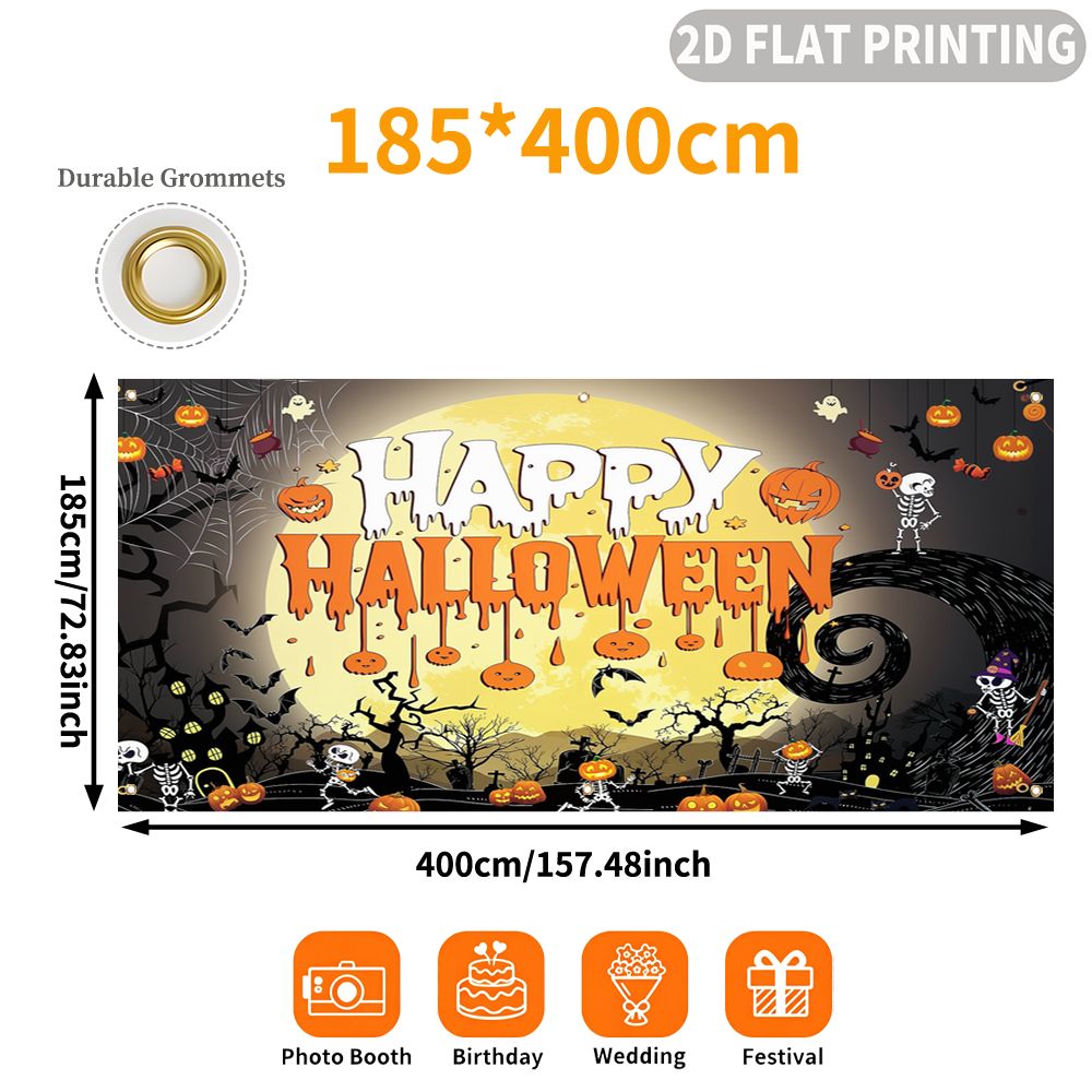 2Dフラット ハロウィンパーティーガレージバナー 1枚、ハッ - Halloween Skeleton Decoration のレビューと価格