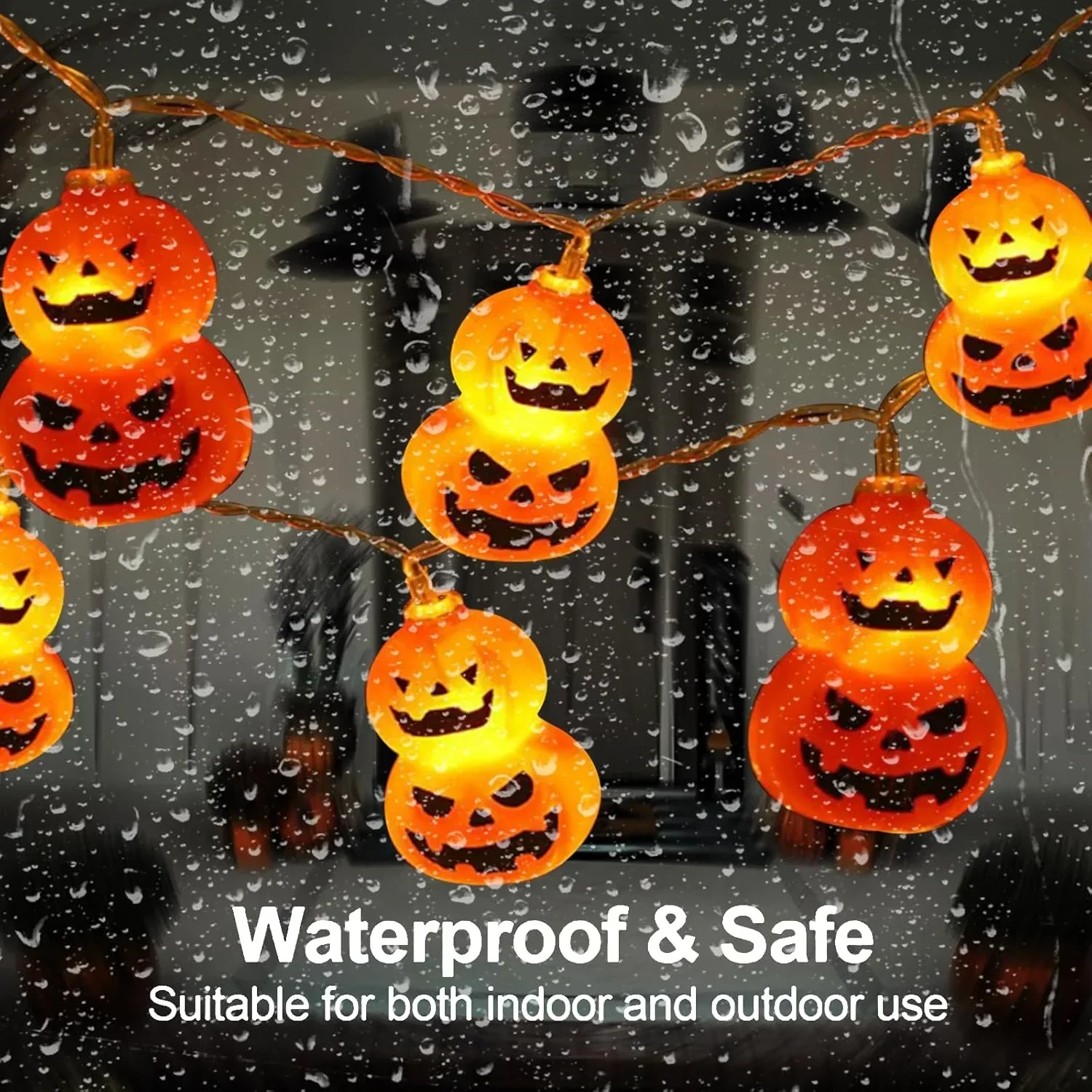 ハロウィーン用ストリングライト、電池式、暖色系のオレンジ色の - Halloween Led String Lights Orange のレビューと価格