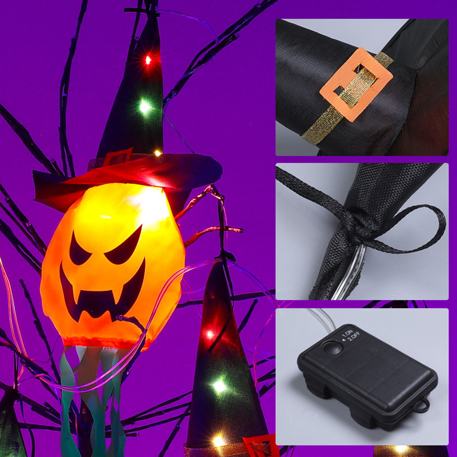 ハロウィーンの装飾用ライト。白い幽霊の飾り付き、オレンジ色の - Halloween Led String Lights Orange のレビューと価格