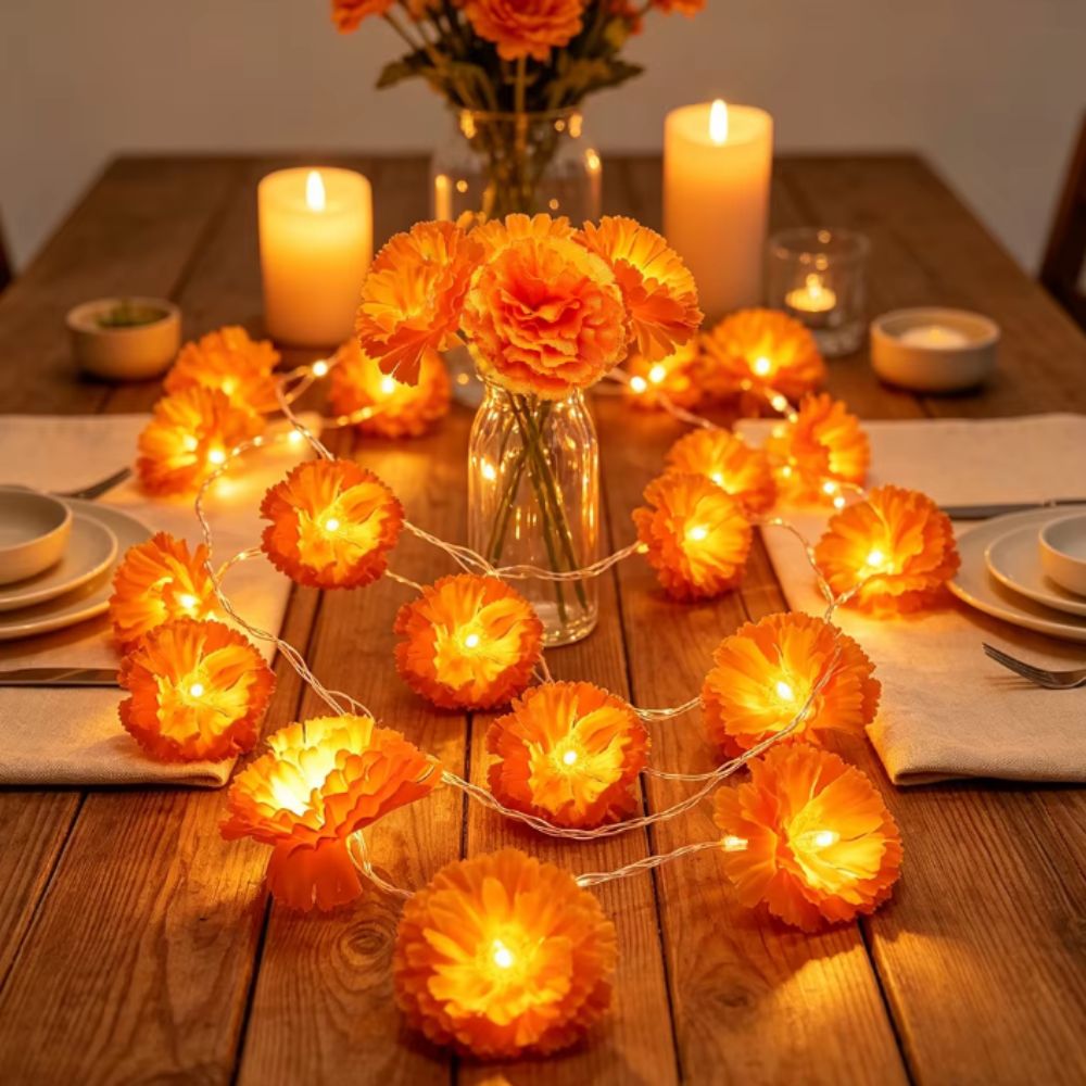メキシカンスタイル ハロウィン マリーゴールド LEDライト - Halloween Led String Lights Orange のレビューと価格