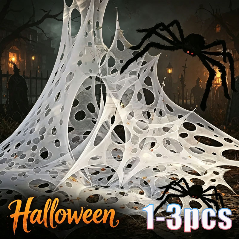 1x2m、1x4m、2x4mのサイズの、ハロウィーン用の装飾 - Spider Web Halloween Decoration のレビューと価格