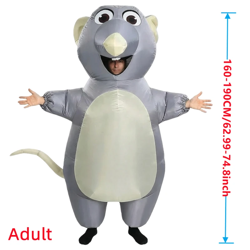 大人も子供も楽しめる、空気で膨らませるグレーのネズミのコスチ - Halloween Costume Kids のレビューと価格