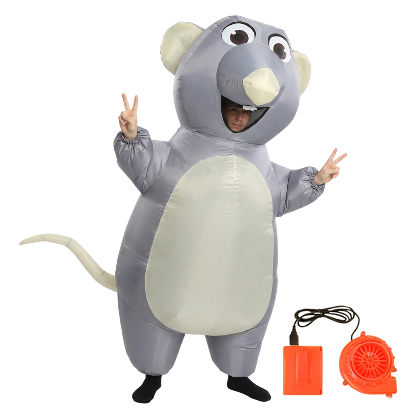 大人も子供も楽しめる、空気で膨らませるグレーのネズミのコスチ - Halloween Costume Kids のレビューと価格