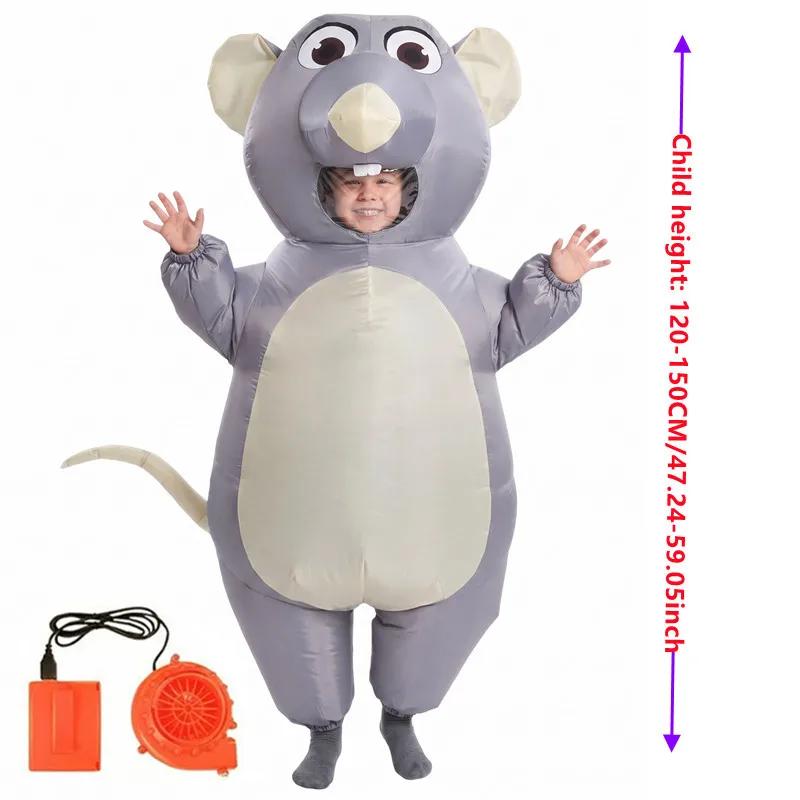 大人も子供も楽しめる、空気で膨らませるグレーのネズミのコスチ - Halloween Costume Kids のレビューと価格