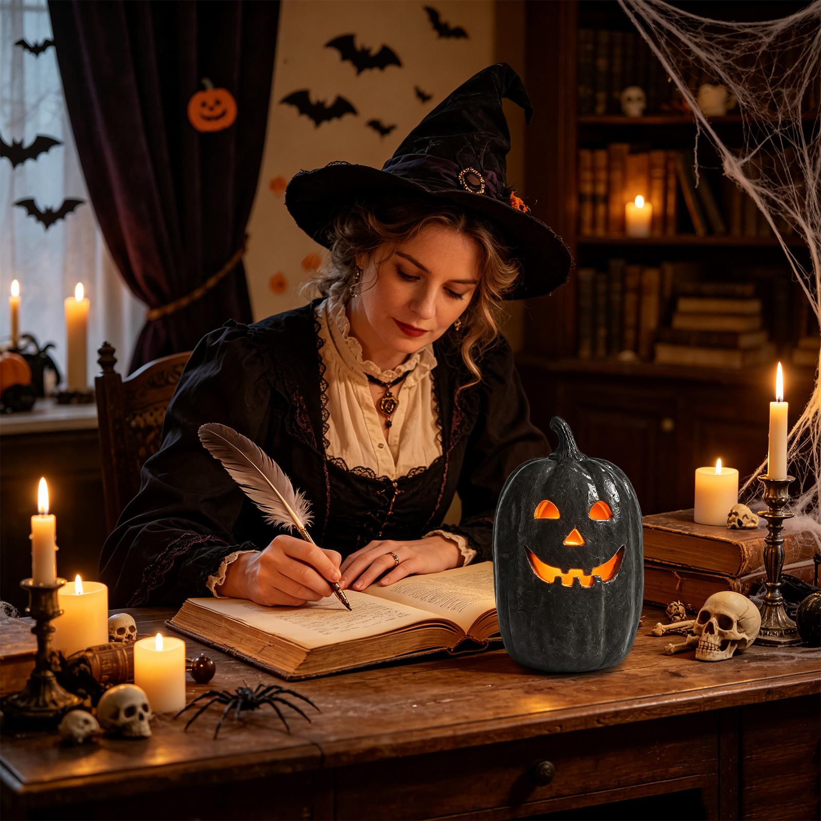 不気味なカボチャランタン カボチャの手作り樹脂ランタン セン - Pumpkin Lantern Halloween のレビューと価格
