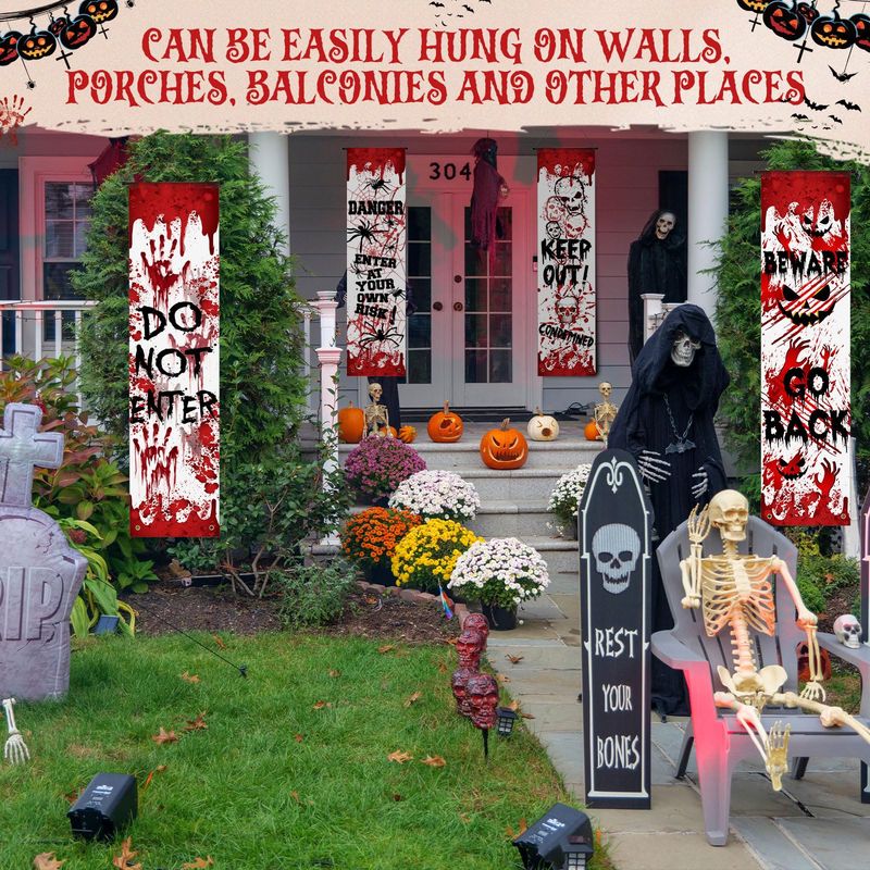 VIKAMA ハロウィンポーチドアカバー ホラー血染めの手形 - Halloween Skeleton Decoration のレビューと価格