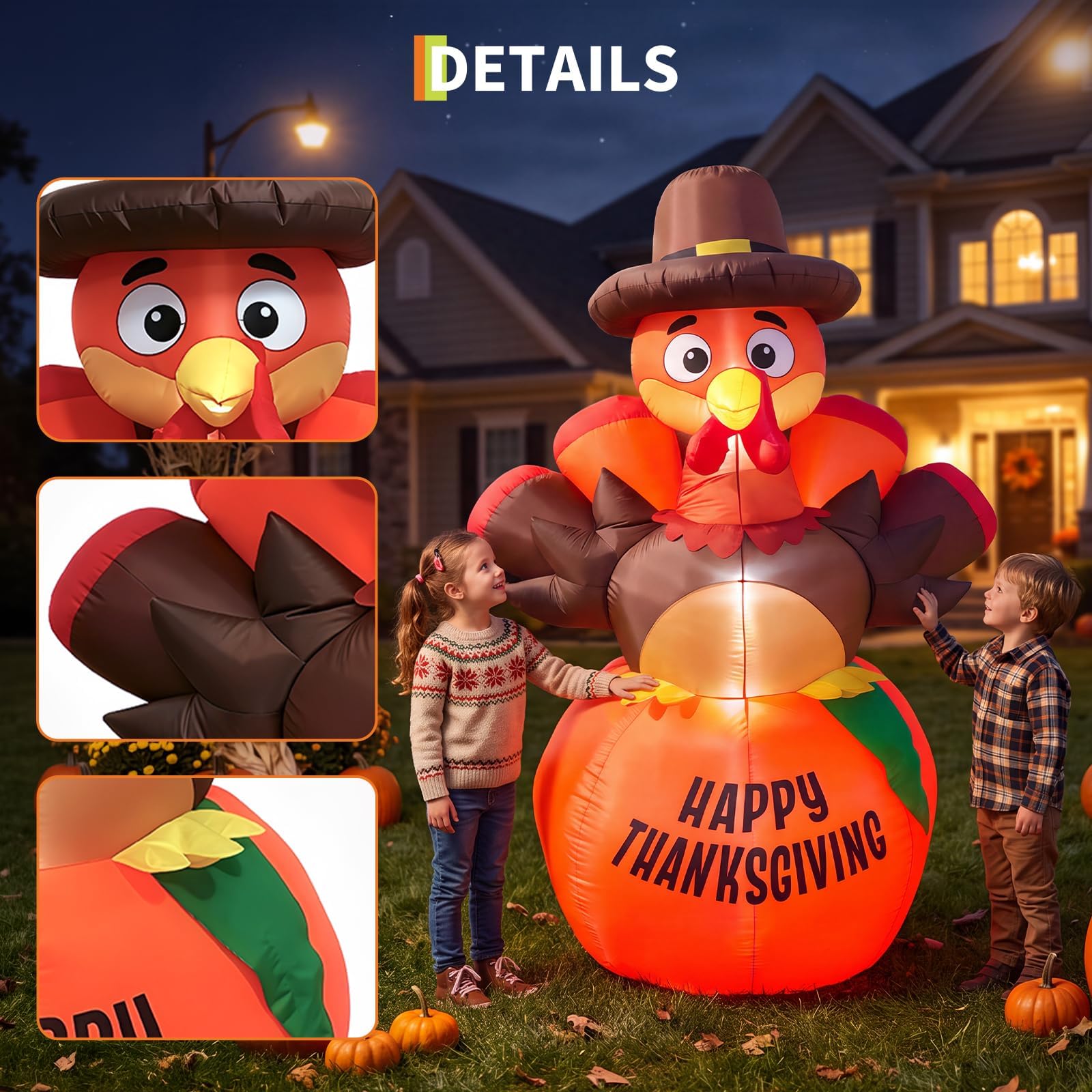 高さ約1.8メートルのハロウィーン用、空気で膨らませるカボチ - Halloween Pumpkin Decor Led のレビューと価格