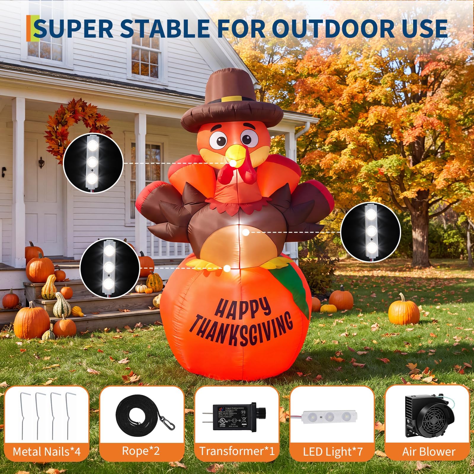 高さ約1.8メートルのハロウィーン用、空気で膨らませるカボチ - Halloween Pumpkin Decor Led のレビューと価格