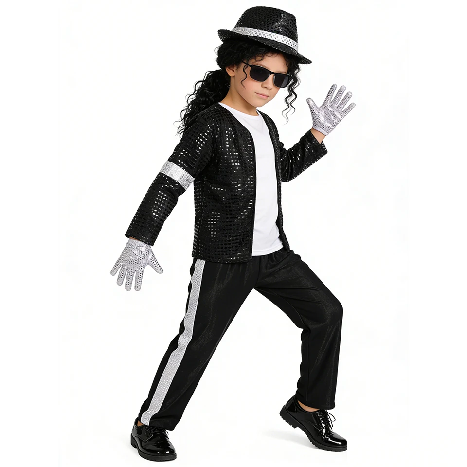 マイケル・ジャクソンの子供用衣装、ハロウィーン、コスプレ、誕 - Halloween Costume Kids のレビューと価格