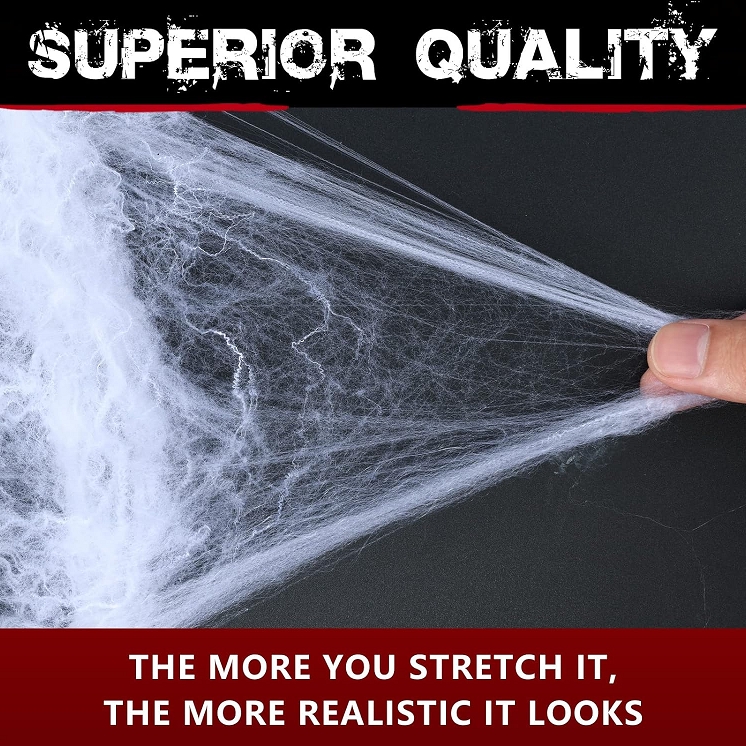 1セットのDIY式、伸縮可能なハロウィーンの蜘蛛の巣飾り。窓 - Spider Web Halloween Decoration のレビューと価格
