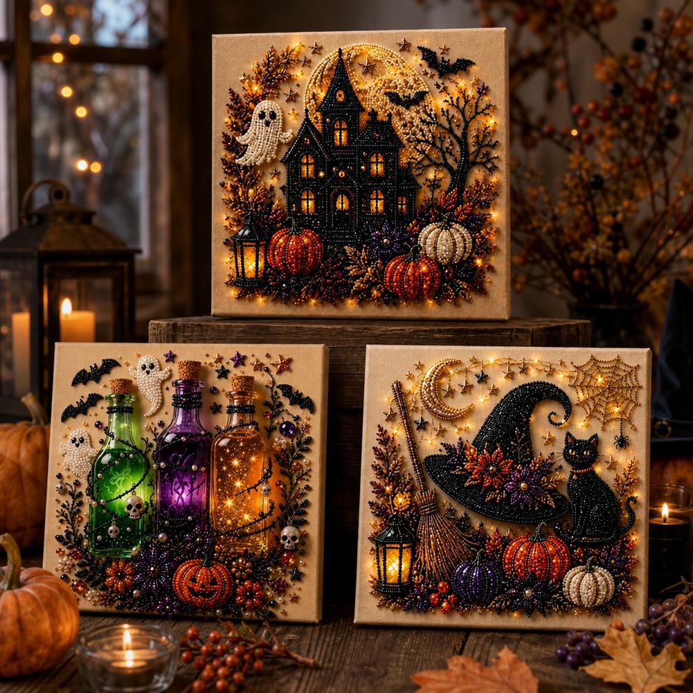 ハロウィンゴースト＆パンプキン3DパールアートDIYキット（ - Pumpkin Lantern Halloween のレビューと価格