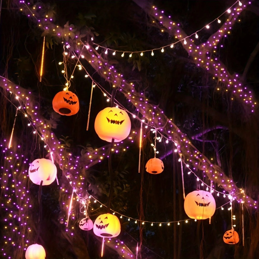 1PC 12M100LED ハロウィンソーラーストリングライ - Halloween Led String Lights Orange のレビューと価格