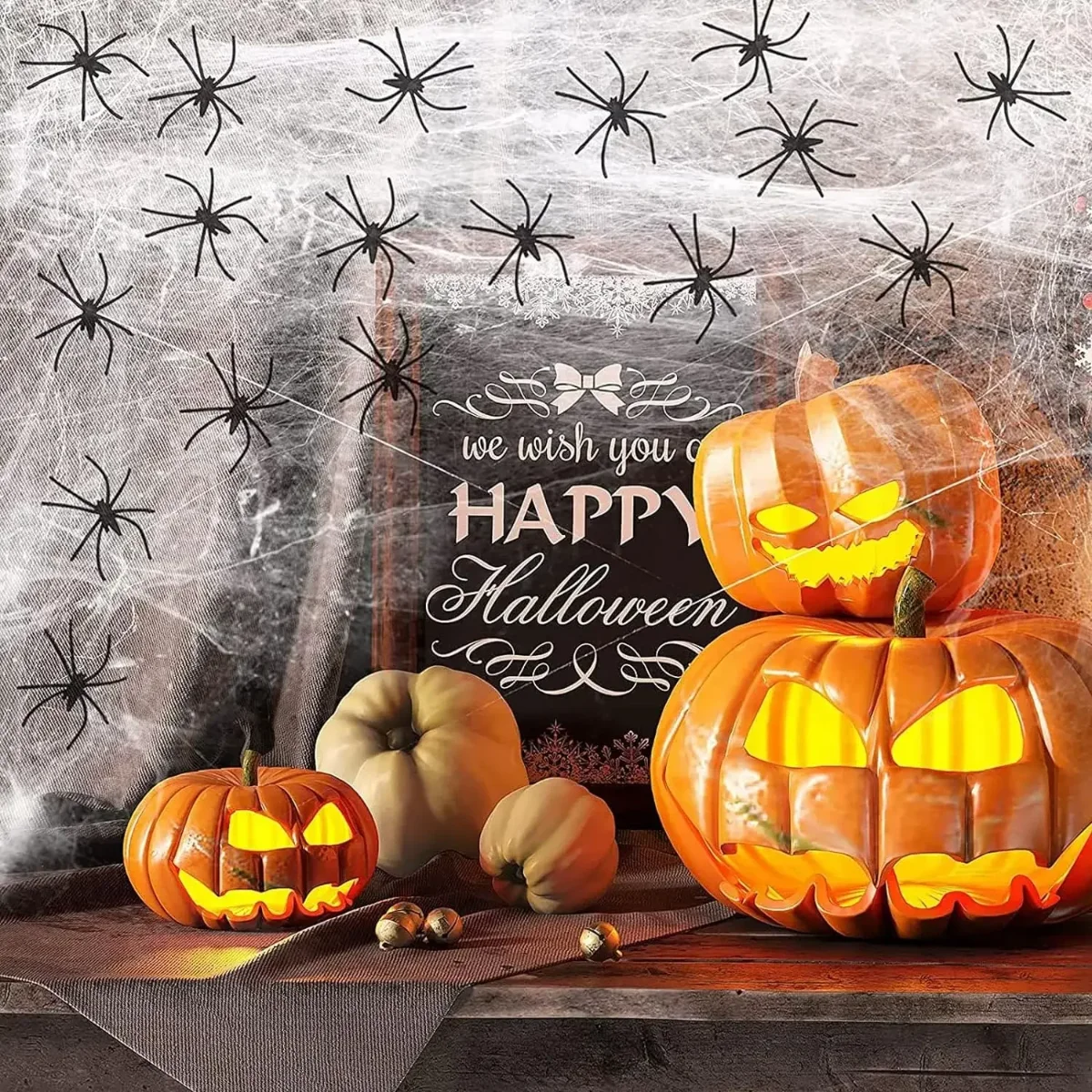 1～20個入り ハロウィーン装飾用 伸縮性のある蜘蛛の巣模様 - Spider Web Halloween Decoration のレビューと価格