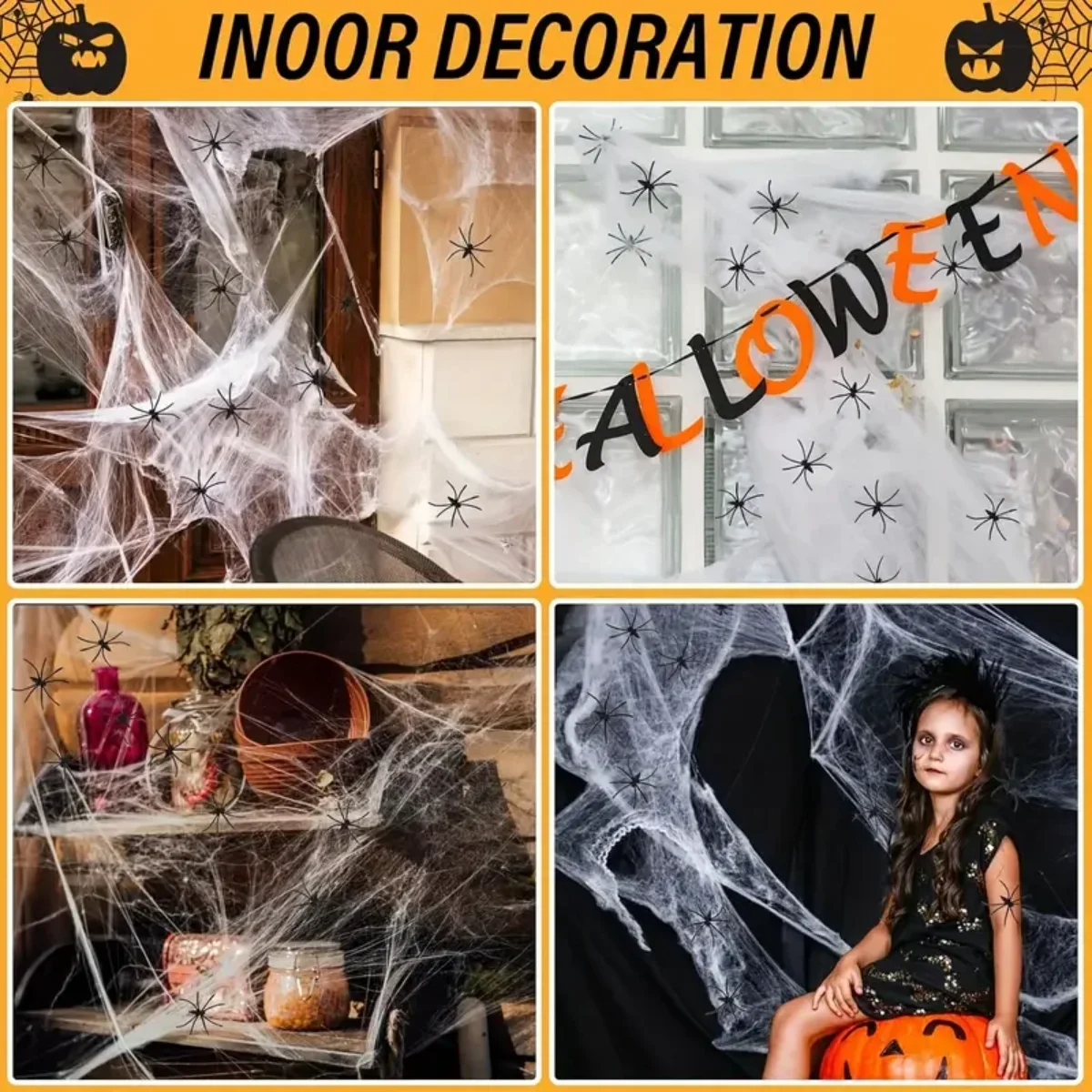 1～20個入り ハロウィーン装飾用 伸縮性のある蜘蛛の巣模様 - Spider Web Halloween Decoration のレビューと価格