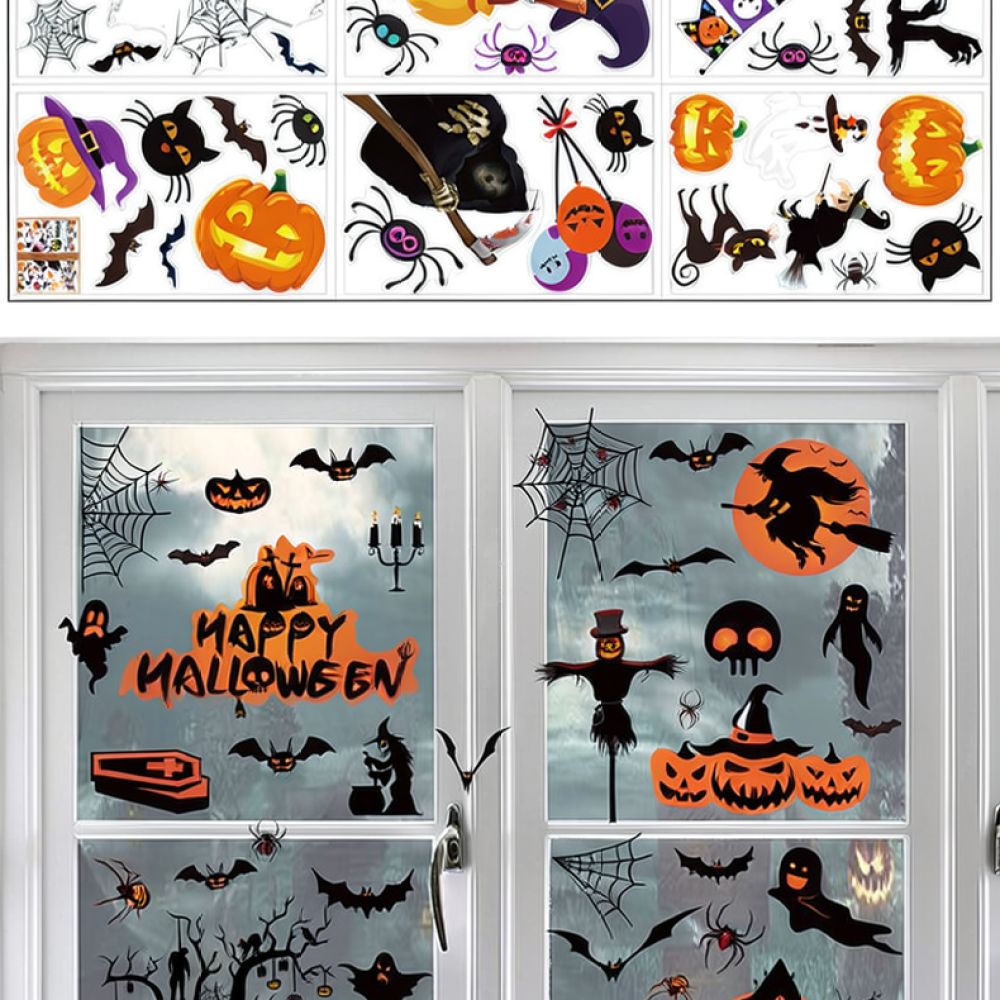 ハロウィーンのウォールステッカー、静電気で貼り付けられるPV - Halloween Skeleton Decoration のレビューと価格