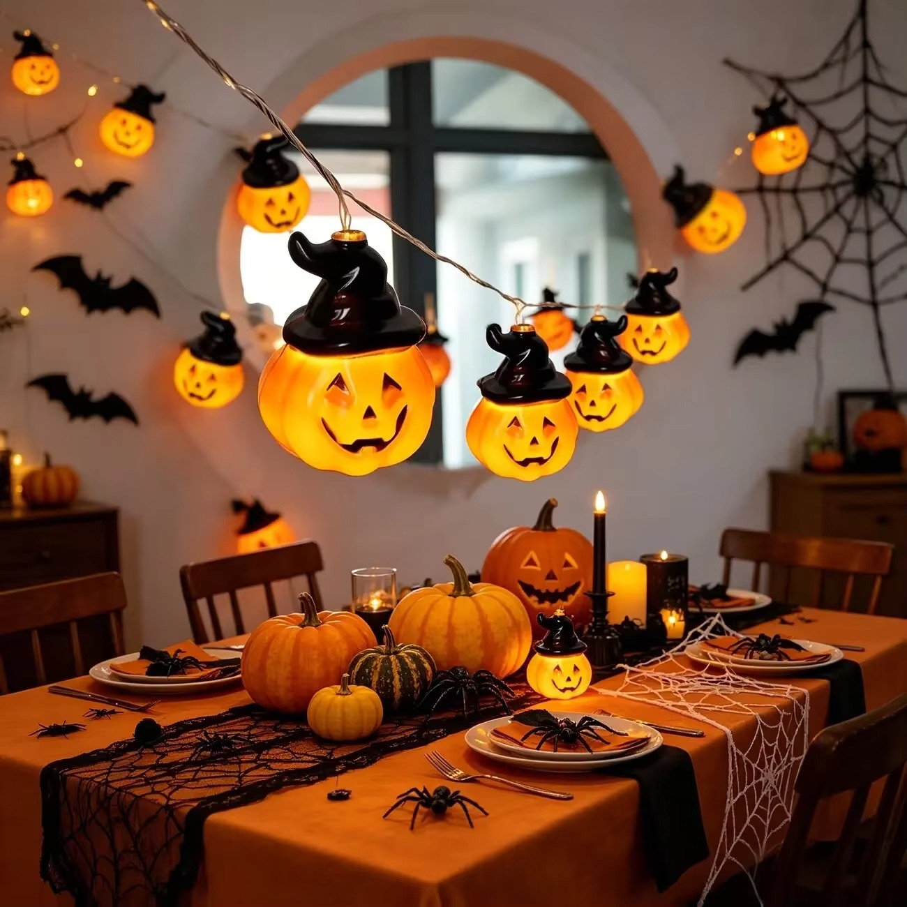 魔女の帽子とカボチャの妖精モチーフのイルミネーションライト。 - Halloween Led String Lights Orange のレビューと価格