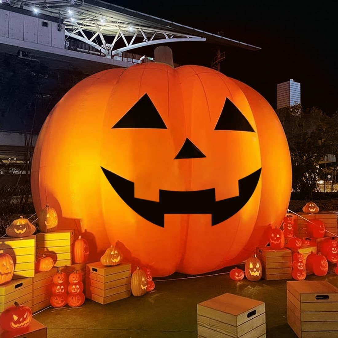巨大な10フィートのハロウィン用インフレータブルパンプキンデ - Halloween Pumpkin Decor Led のレビューと価格
