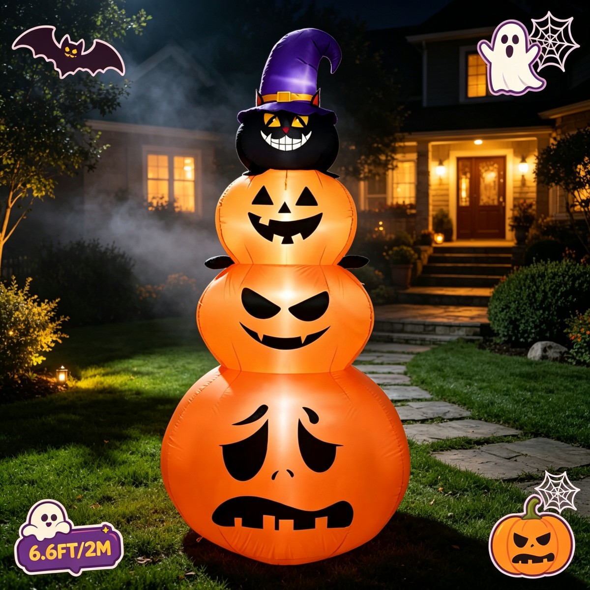 屋外のホリデーデコレーション ハロウィン用インフレータブル  - Halloween Pumpkin Decor Led のレビューと価格
