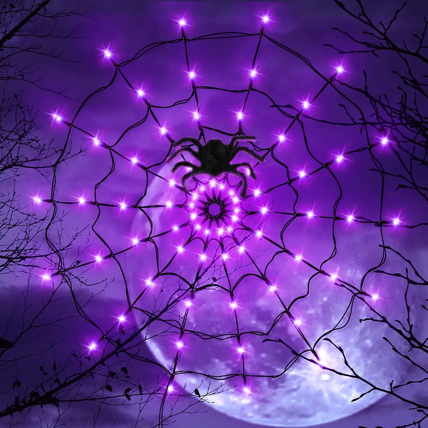 LEDストリングゴーストフェスティバルライト、ゴーストハウス - Spider Web Halloween Decoration のレビューと価格
