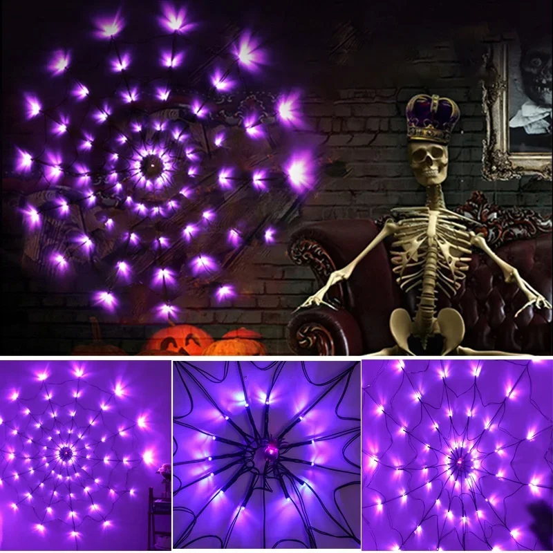 LEDストリングゴーストフェスティバルライト、ゴーストハウス - Spider Web Halloween Decoration のレビューと価格