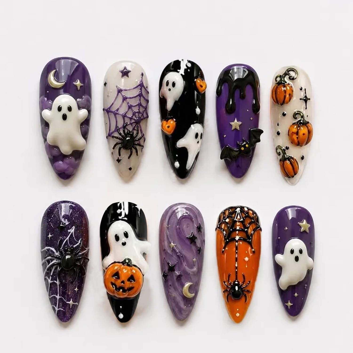 ハロウィーン用、貼り付け式ネイル、光沢のあるハロウィーン風ネ - Spider Web Halloween Decoration のレビューと価格
