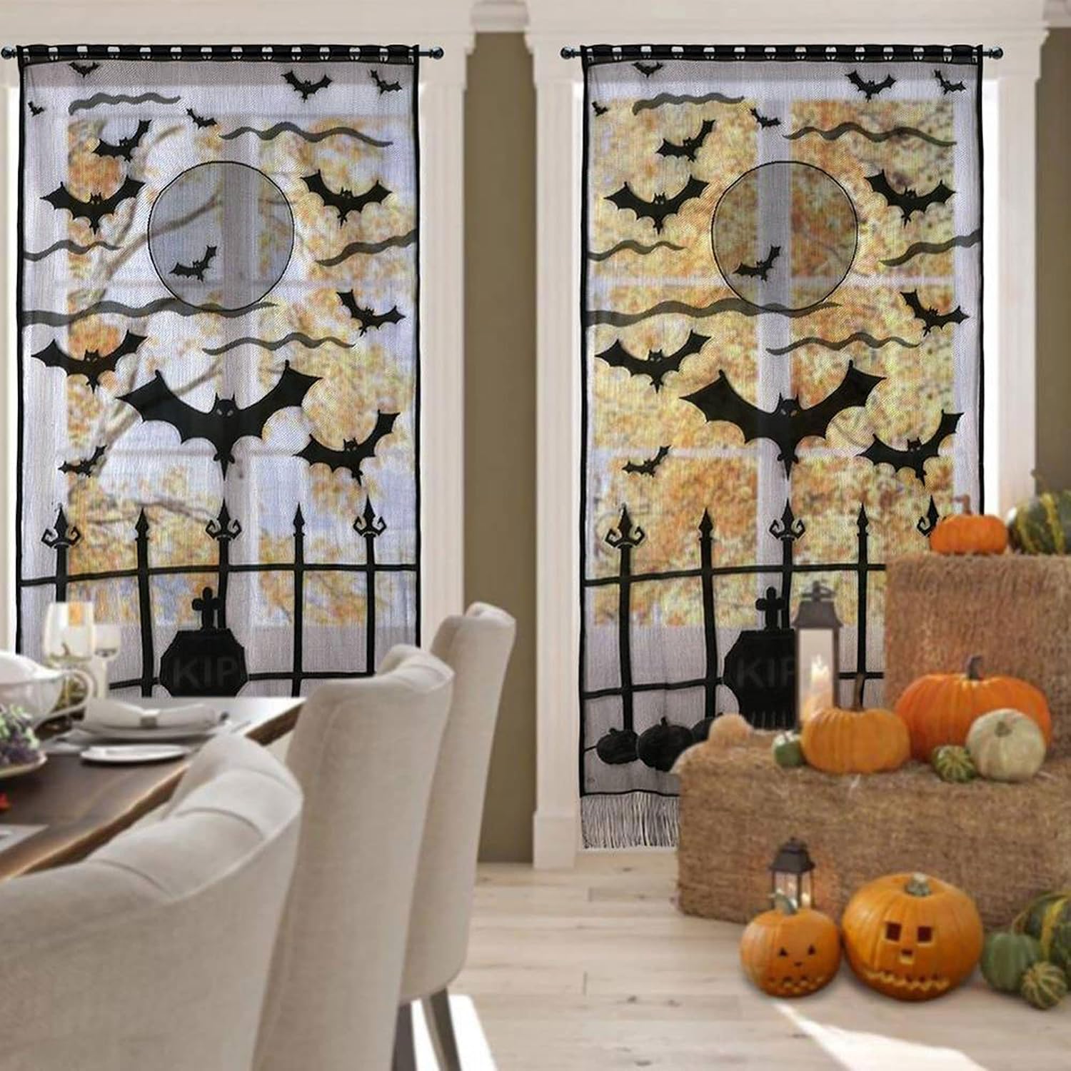 ハロウィン スケルトン レース ドアカーテン ブラック スカ - Halloween Skeleton Decoration のレビューと価格