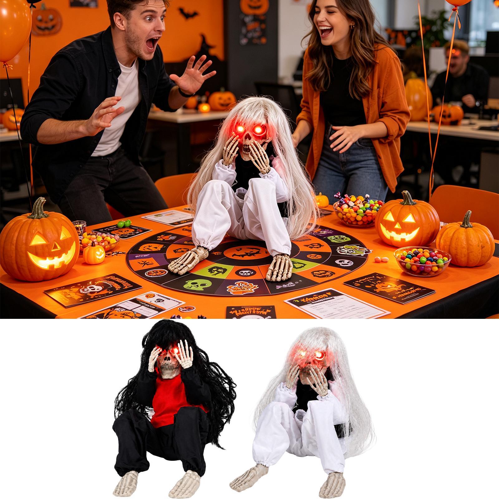 ハロウィン スケルトン ハロウィン ロングヘア 光る目で泣く - Halloween Skeleton Decoration のレビューと価格