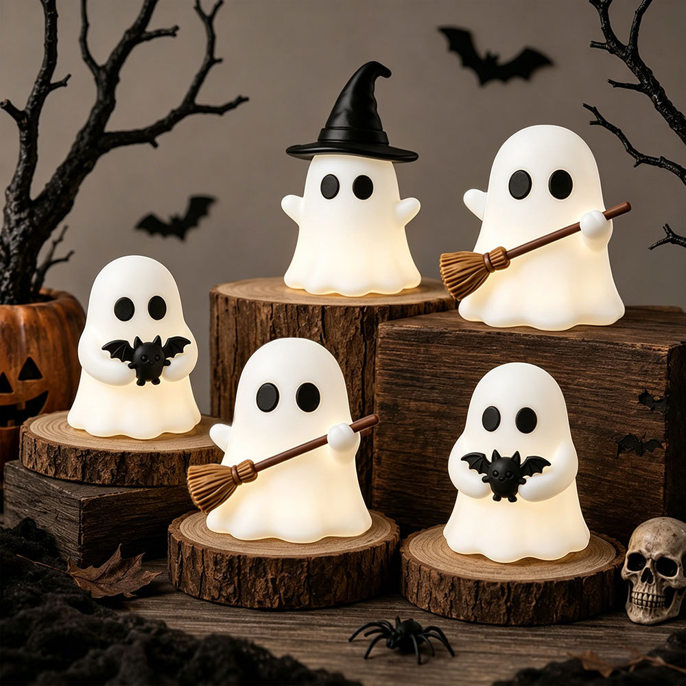 6個入り、光るミニ幽霊の置物。電池不要。ハロウィーンパーティ - Pumpkin Lantern Halloween のレビューと価格