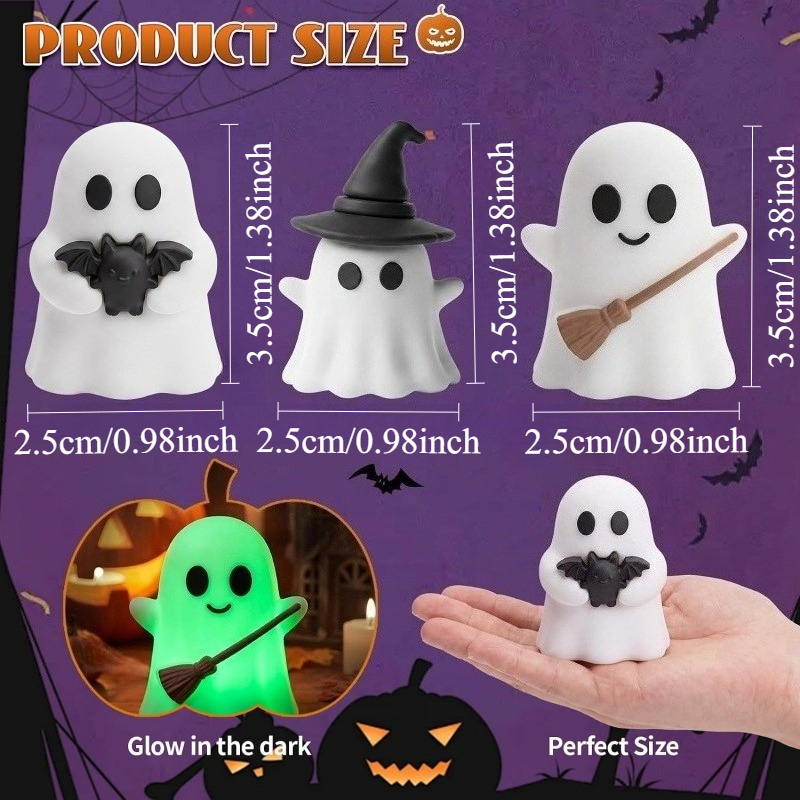 6個入り、光るミニ幽霊の置物。電池不要。ハロウィーンパーティ - Pumpkin Lantern Halloween のレビューと価格