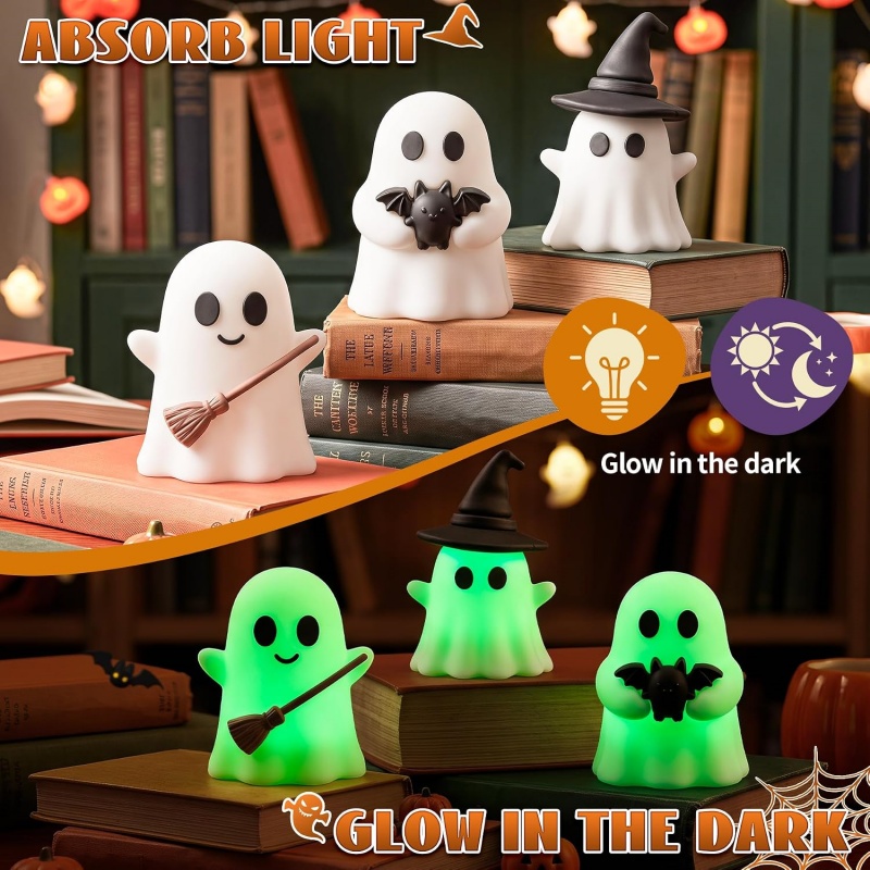6個入り、光るミニ幽霊の置物。電池不要。ハロウィーンパーティ - Pumpkin Lantern Halloween のレビューと価格
