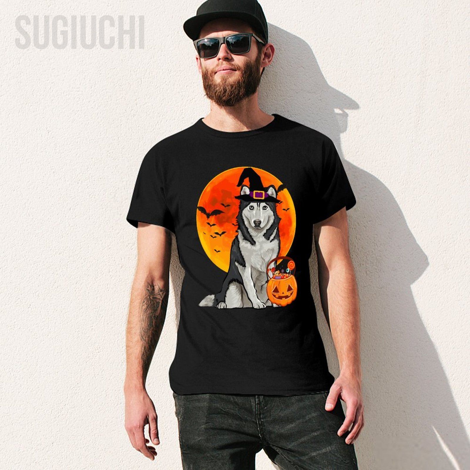 ユニセックス男性犬ハロウィンシベリアシベリアンハスキージャッ - Pumpkin Lantern Halloween のレビューと価格