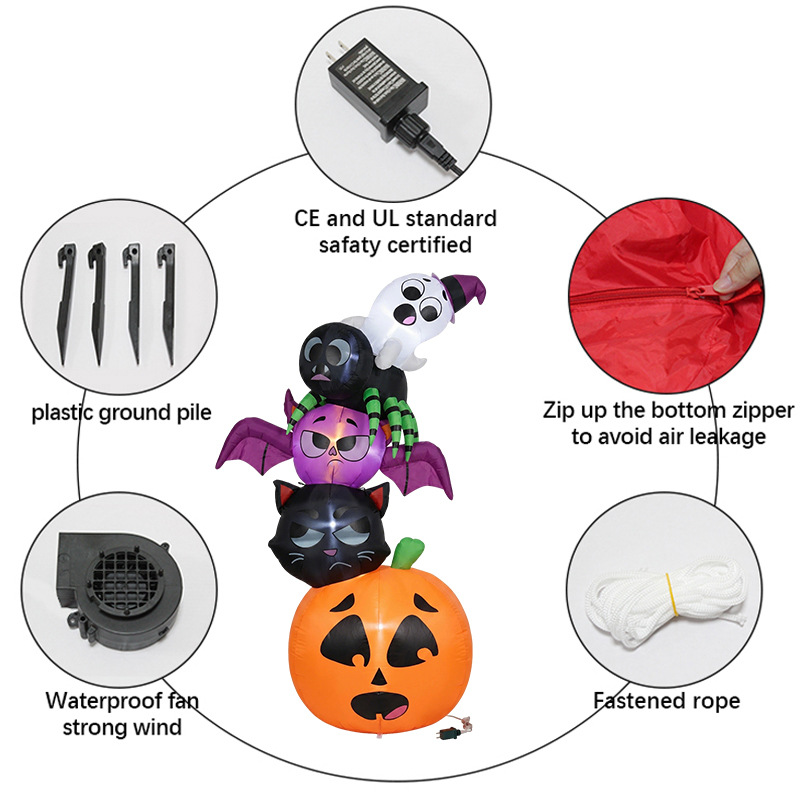 18mのハロウィーン用インフレータブル装飾品。重ねて飾れるカ - Halloween Pumpkin Decor Led のレビューと価格