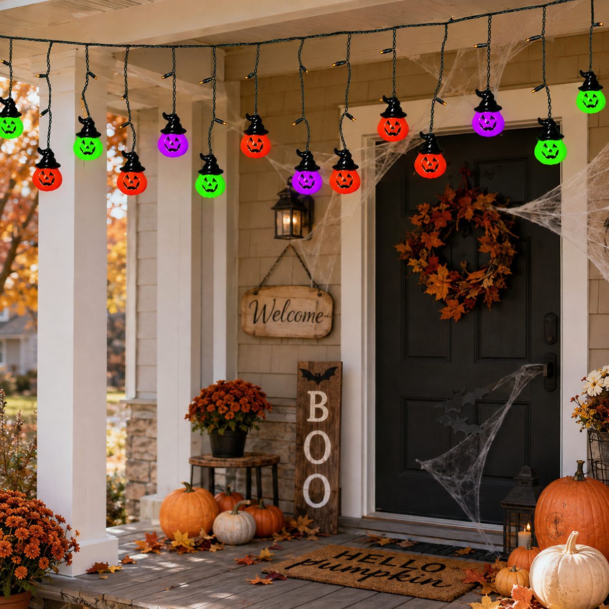 ハロウィン用ホラーフィギュア10個（魔女の帽子、カボチャのラ - Halloween Led String Lights Orange のレビューと価格