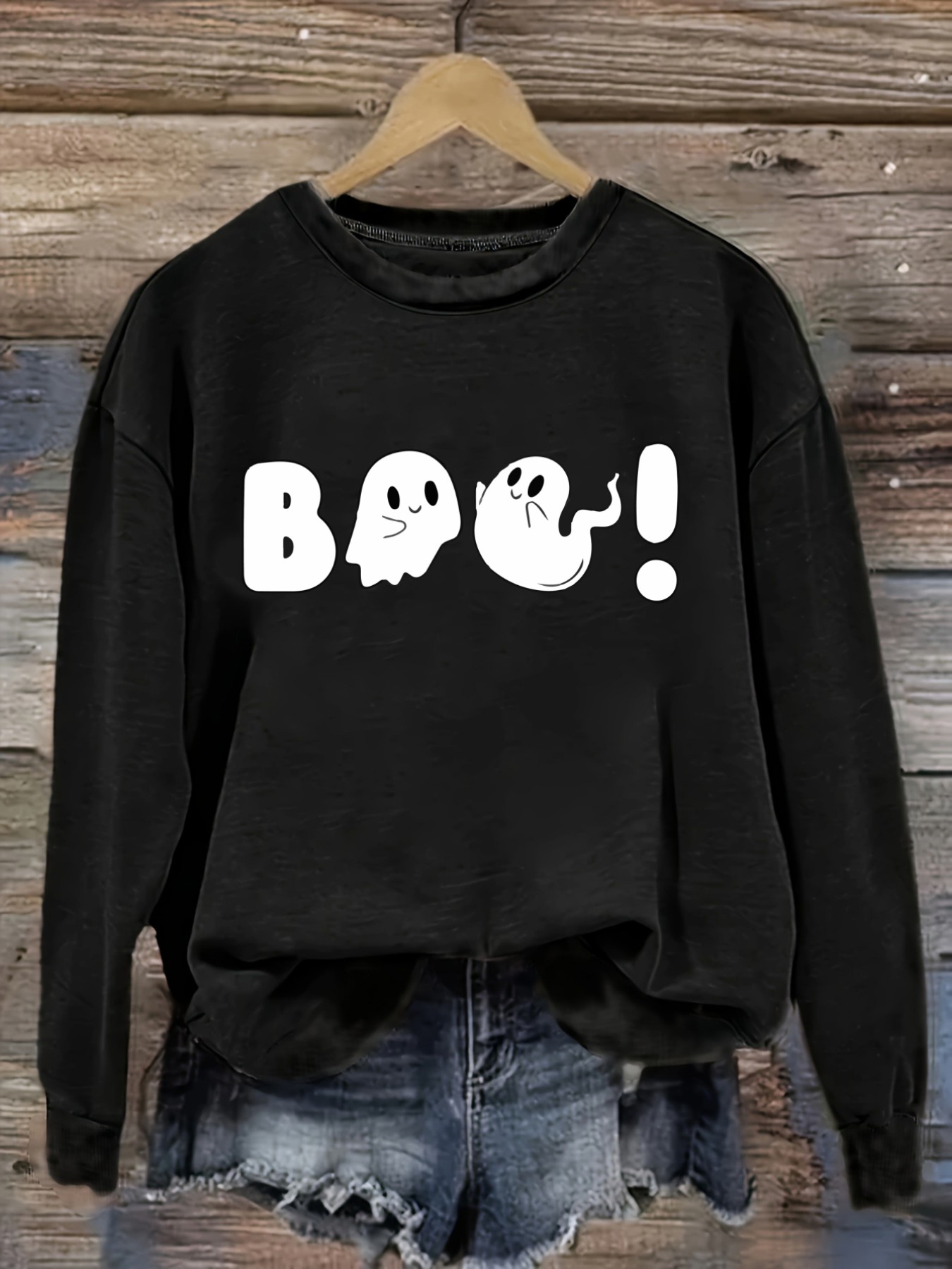 レディースカジュアル長袖クルーネックTシャツ、ハロウィンの楽 - Halloween Costume Adult のレビューと価格